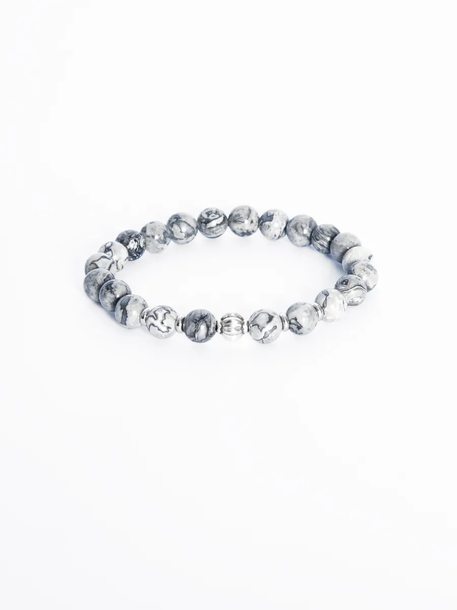 Addicted2 Βραχιόλι 'Andraste bracciale lavorato a mano in argento 925 con pietre rotonde diaspro Picasso'