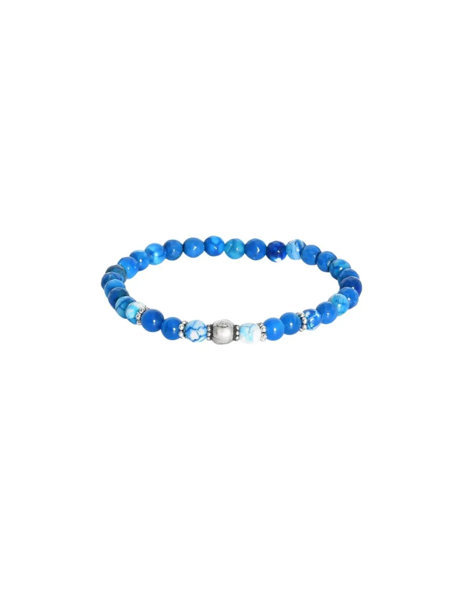 Addicted2 Βραχιόλι 'CALM bracciale artigianale in argento 925 con giada striata e giada blue'