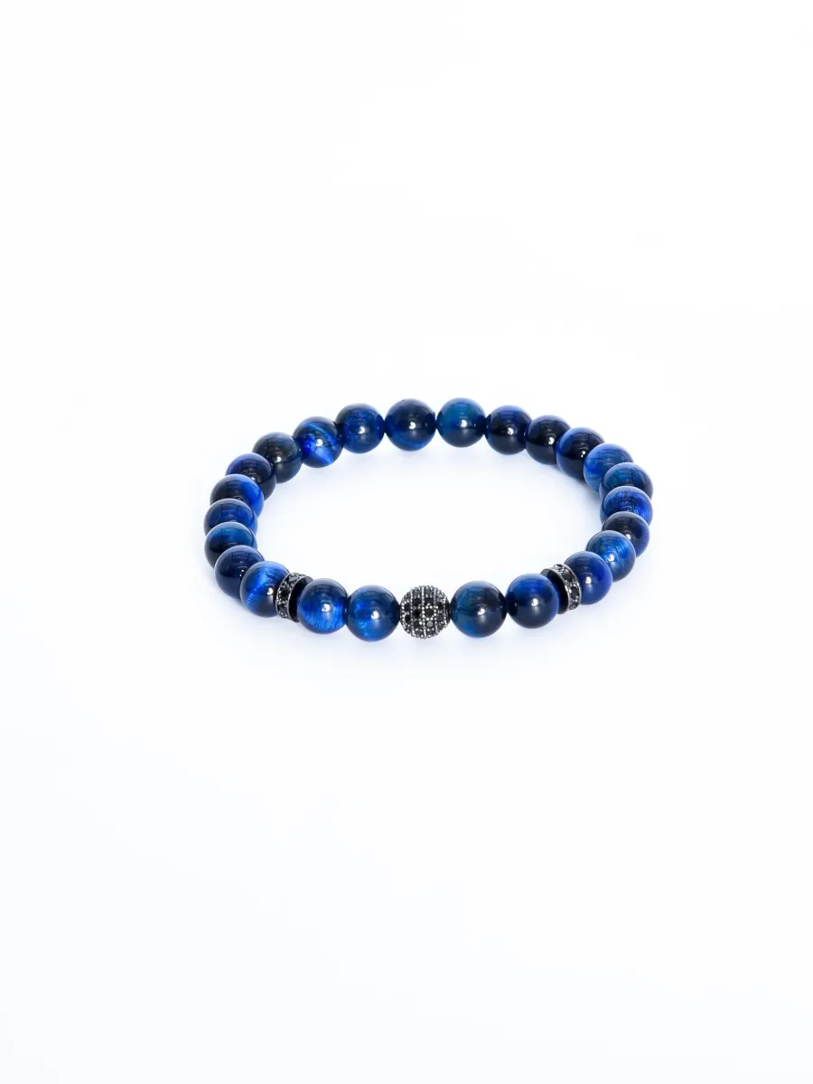 Addicted2 Βραχιόλι 'Creativity bracciale lavorato a mano in argento 925 con occhio di tigre blue acquamarina e zirconi'