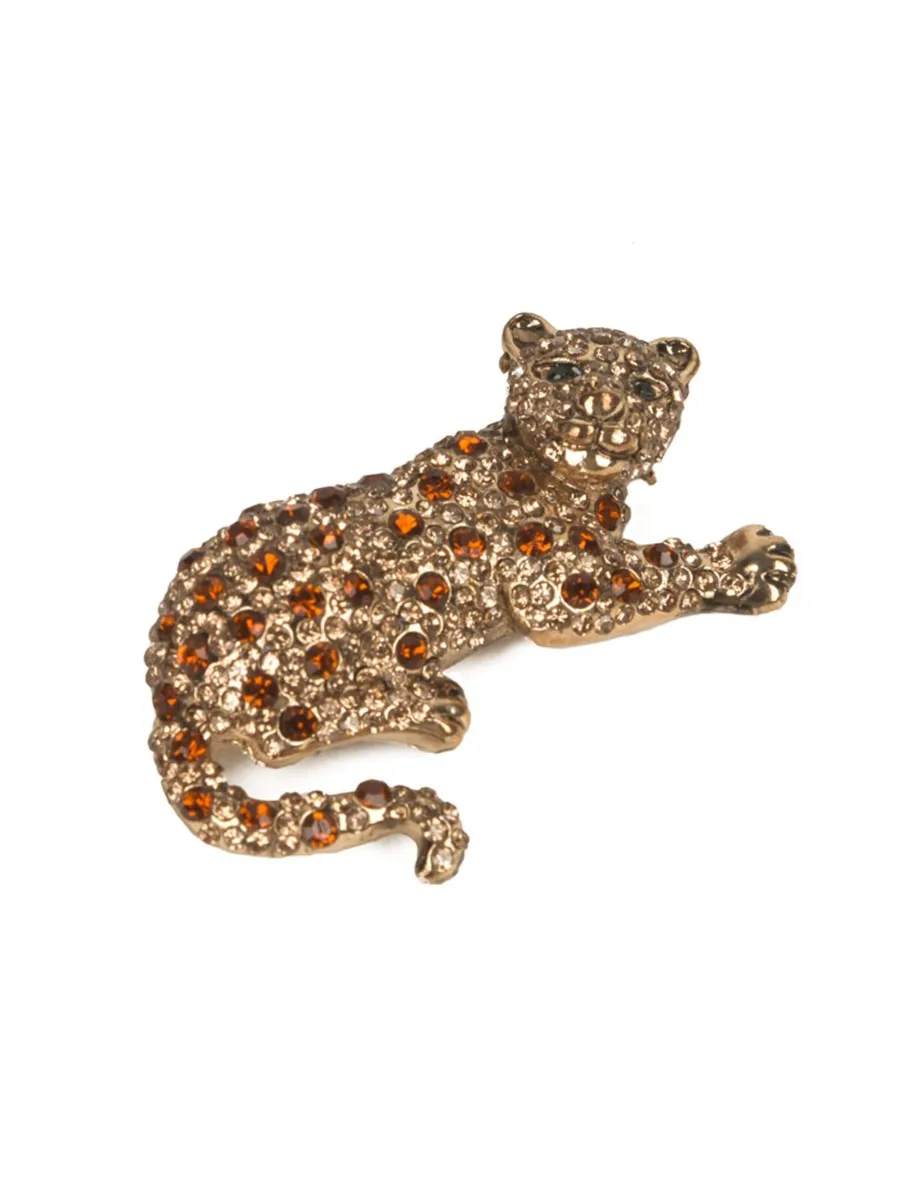 Addicted2 Καρφίτσα 'Mabel leopardo spilla con cristalli rossi'