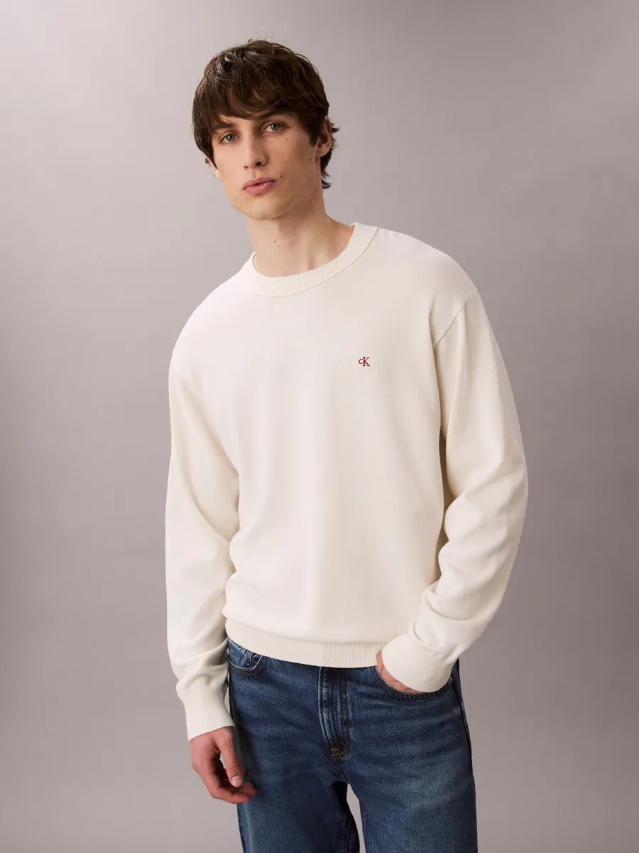 Calvin Klein Jeans Πουλόβερ 'Monogram Embroidery Relaxed'