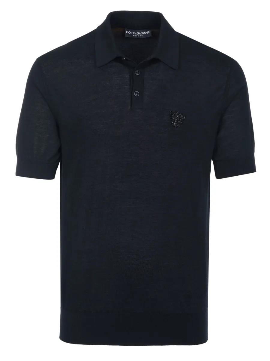 Μπλουζάκι 'Dolce & Gabbana Henley Strickpolo schwarz'