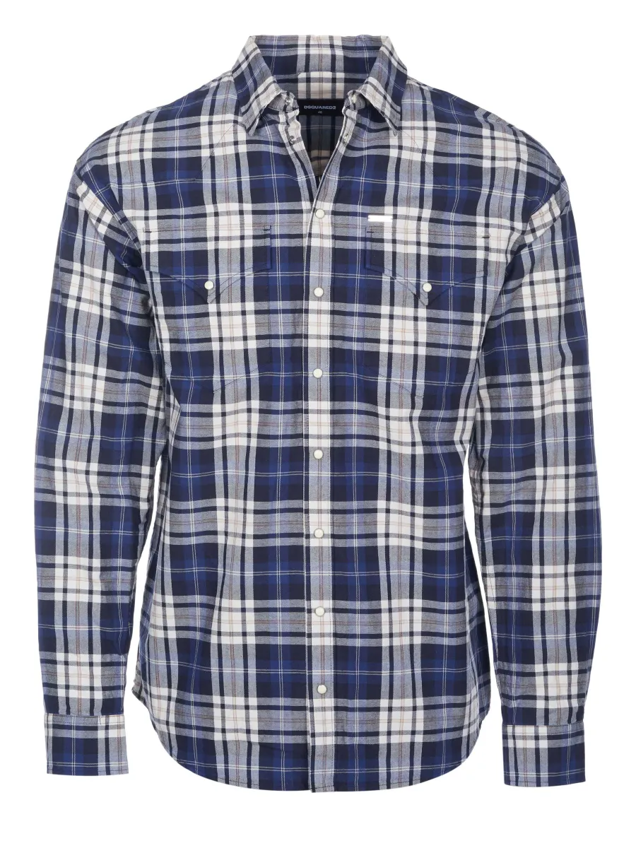 DS2 Μπλουζάκι 'Dsquared2 Hemd Check Drop blau'