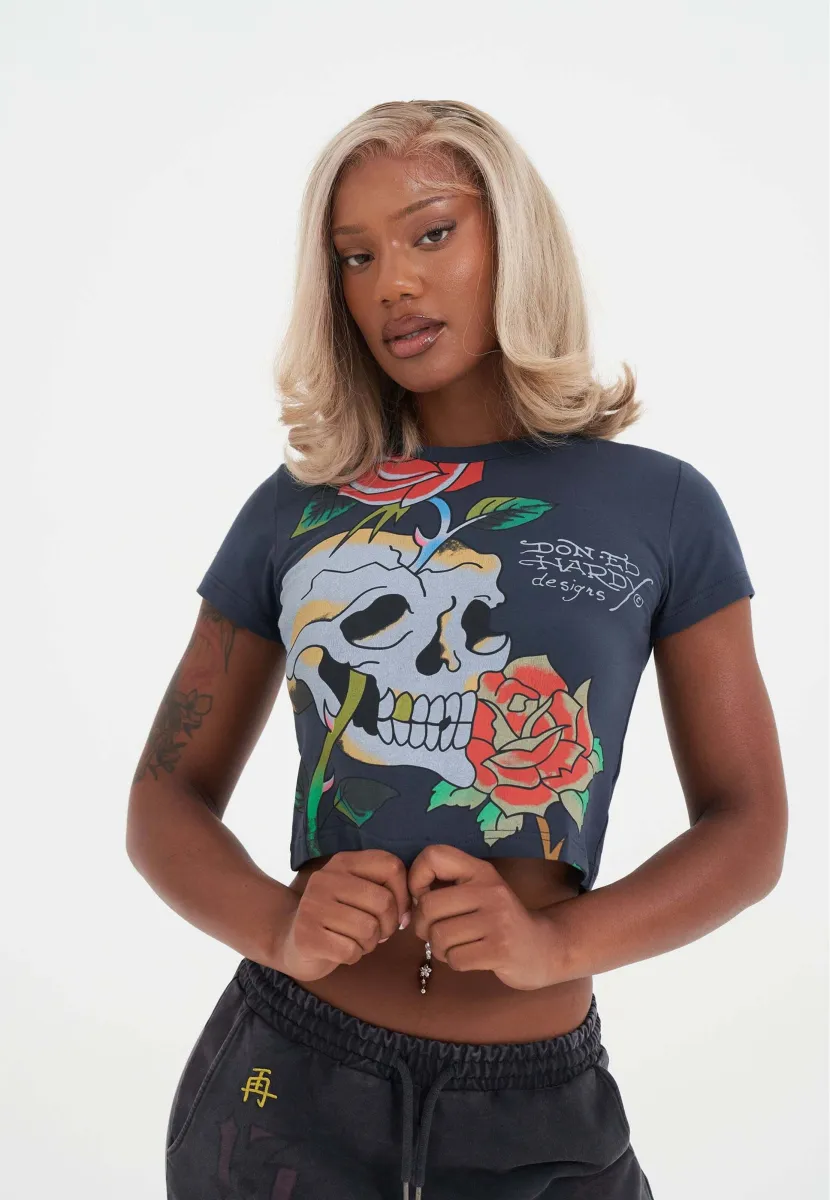 Ed Hardy Μπλουζάκι 'Totenkopf Kletterrose'