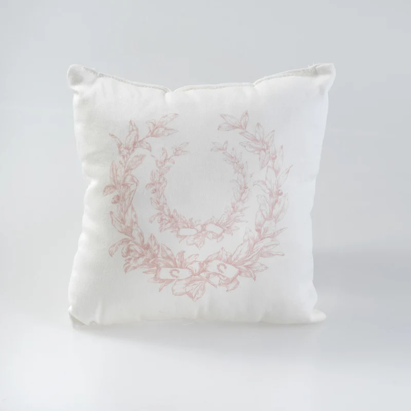 Baby Pillow French Wreath Pink 12x12cm.