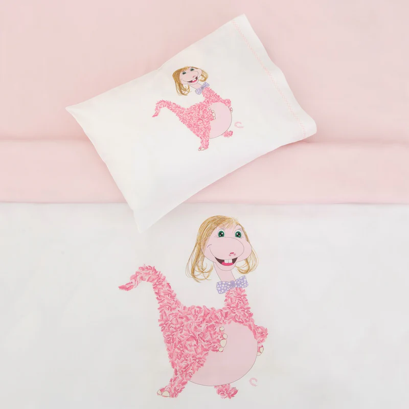 Duvet cover Bebe FAETHON Miss Dino Pink Set of 2 pcs 100x140cm.