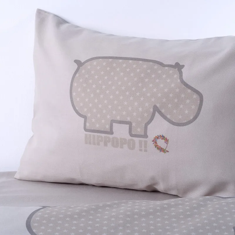 Pair of Pillowcases Bebe AERO Hippopo Sand 35x50cm.