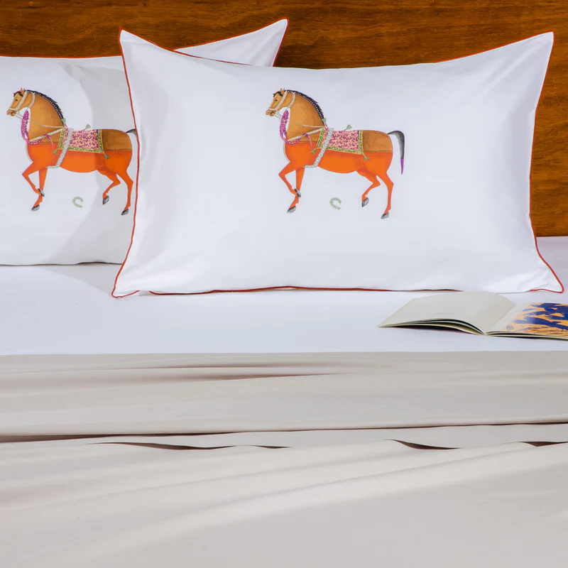Ζεύγος Μαξιλαροθήκες Αναδίπλωσης Aello 50x75 Iranian Horse White