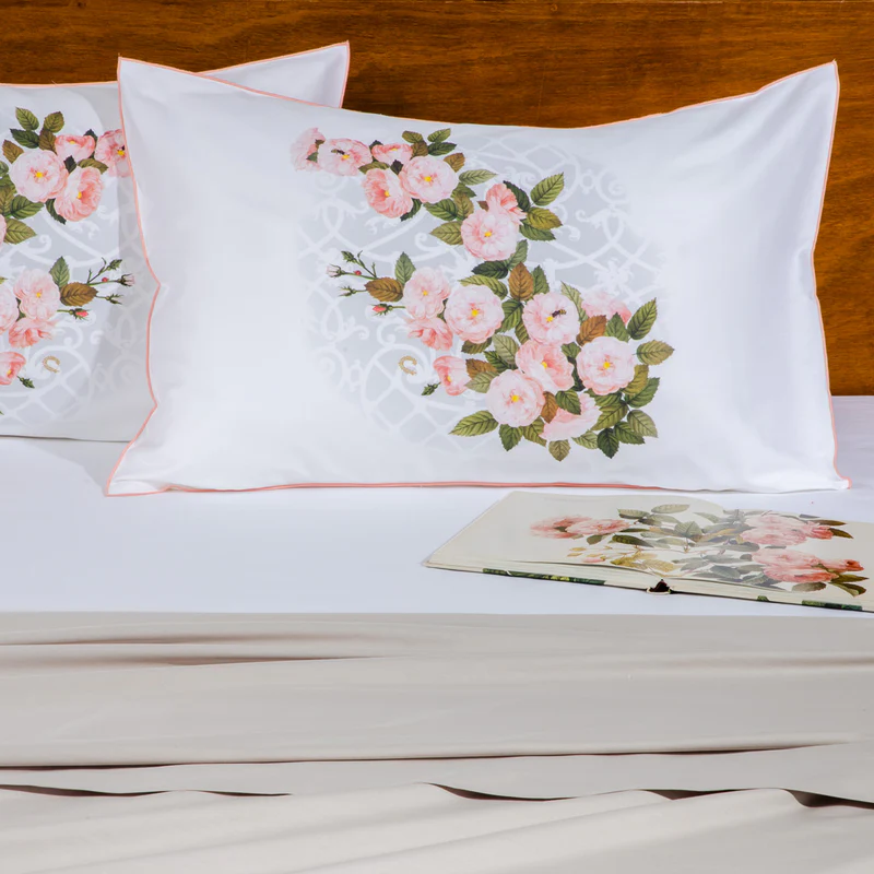 Ζεύγος Μαξιλαροθήκες Αναδίπλωσης Aello 50x75 Roses White