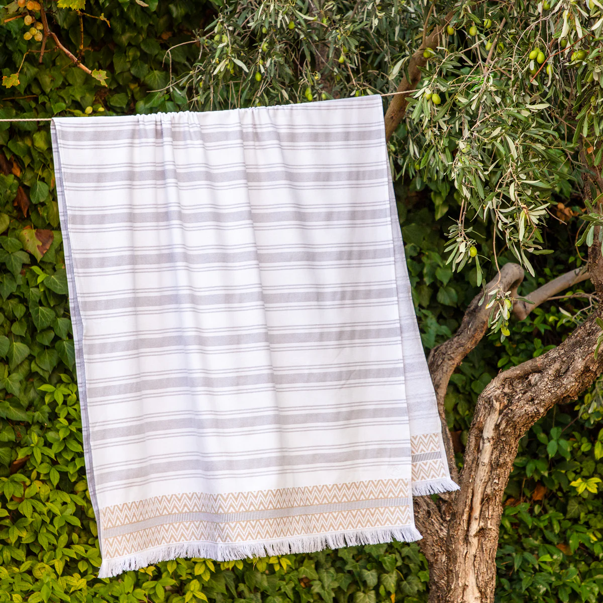 Πετσέτα Θαλάσσης Ally 90x180 White - Silver Grey