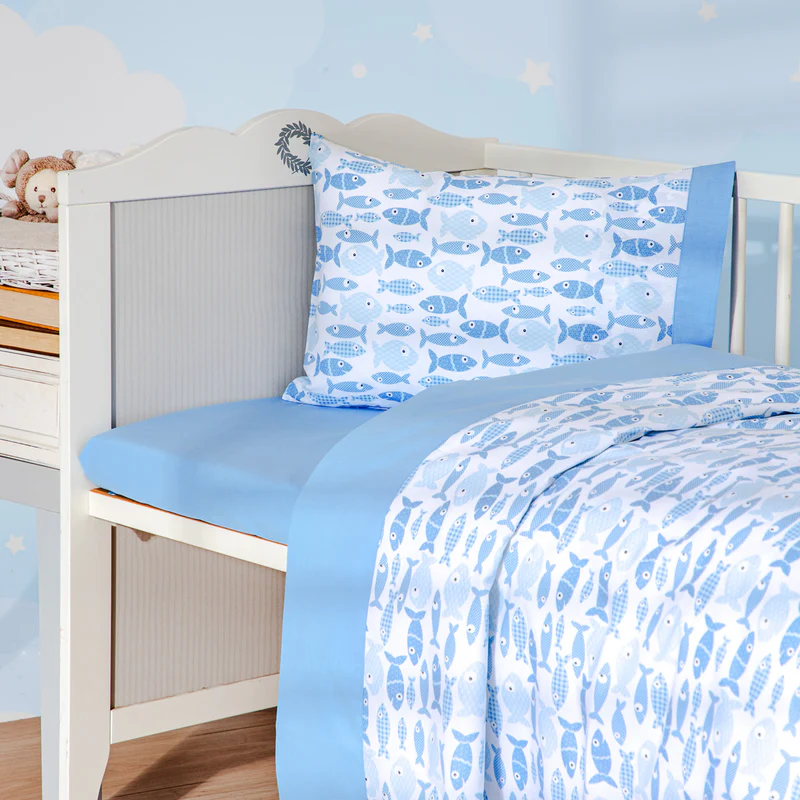 Sheets Bebe Filta Mini Fish Ciel Set of 3 pcs 120x170cm.