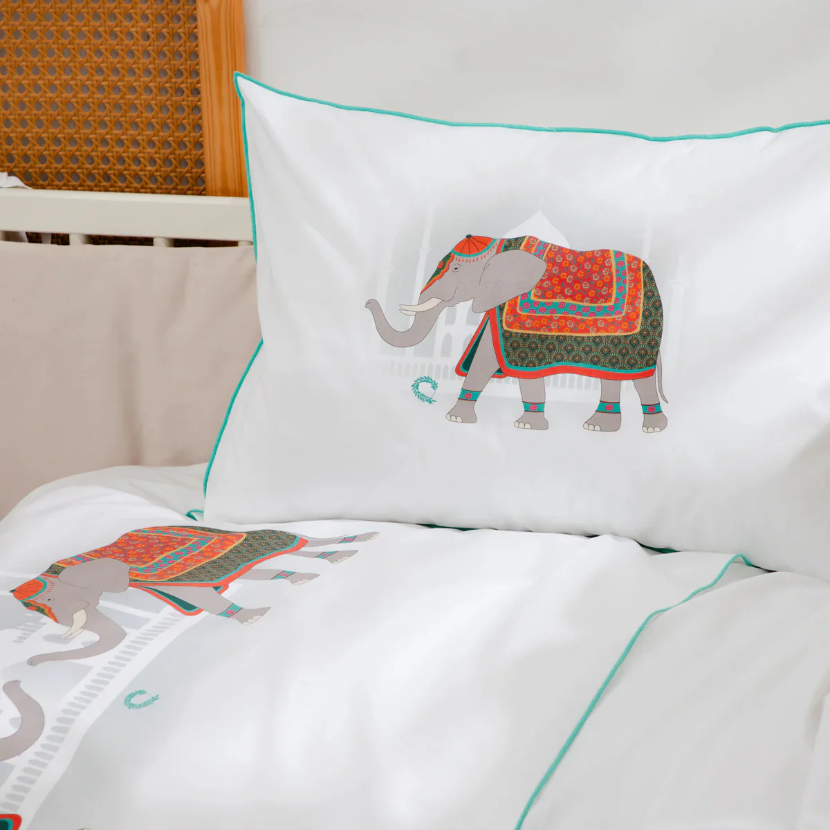 Σετ Σεντόνια Bebe Στολισμένος Ελέφαντας Green - Pumish Stone 120x180