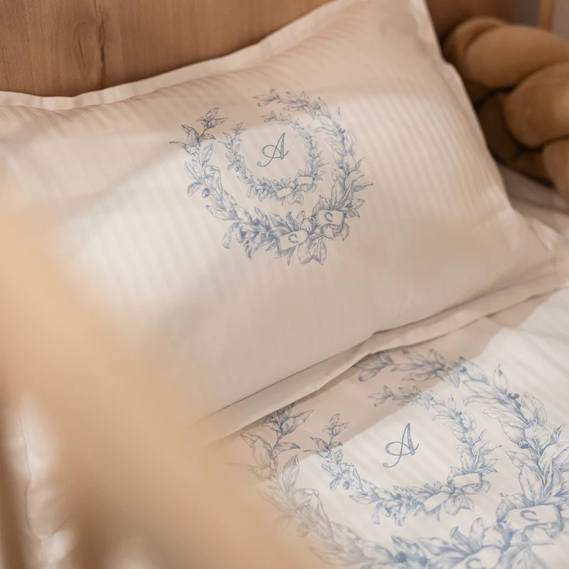 DUVET COVER BEBE FAETHON INITIAL MONOGRAM CIEL SET OF 2 PCS 110X140CM.