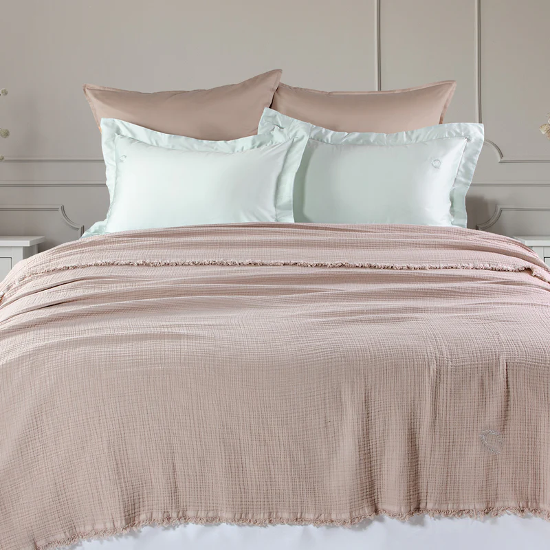 Muslin Blanket Extra Double Beige 100% Cotton 240x220cm.
