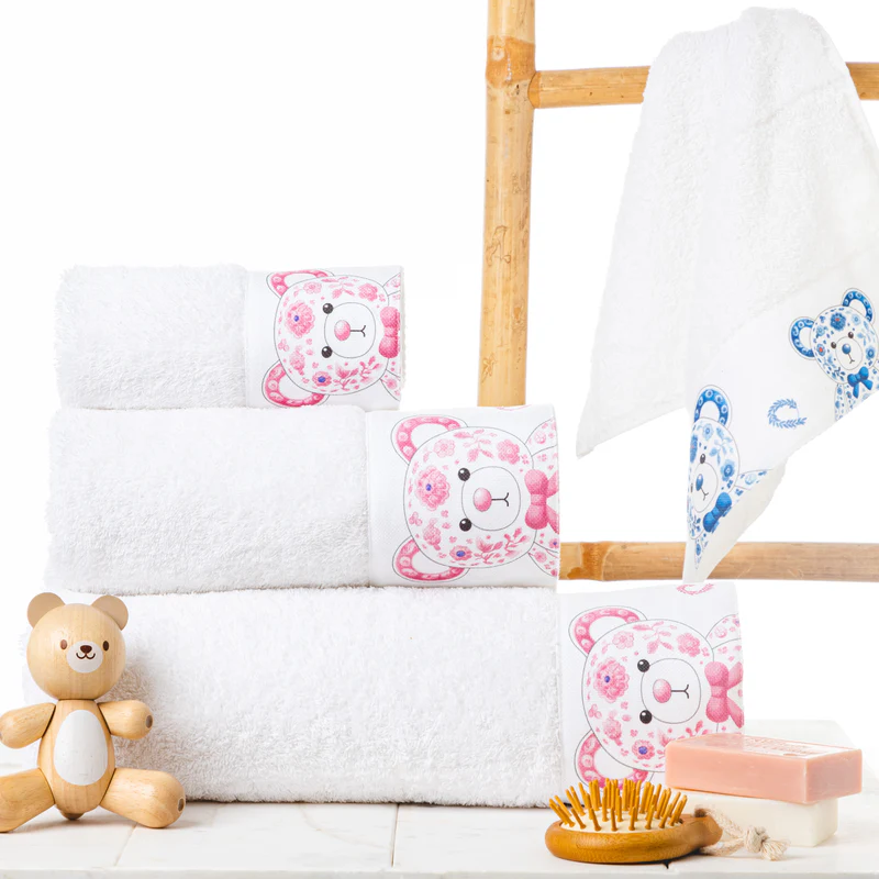 Pink Carousel Pumice Stone Children's Towel Set 3pcs