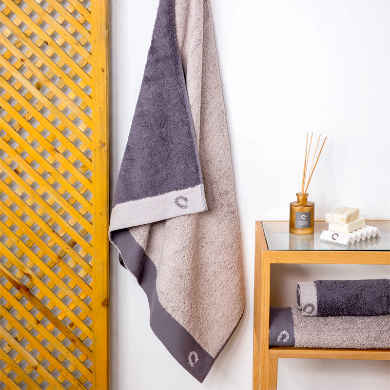Body Towel Double Face Grey-Sand 80x150cm.