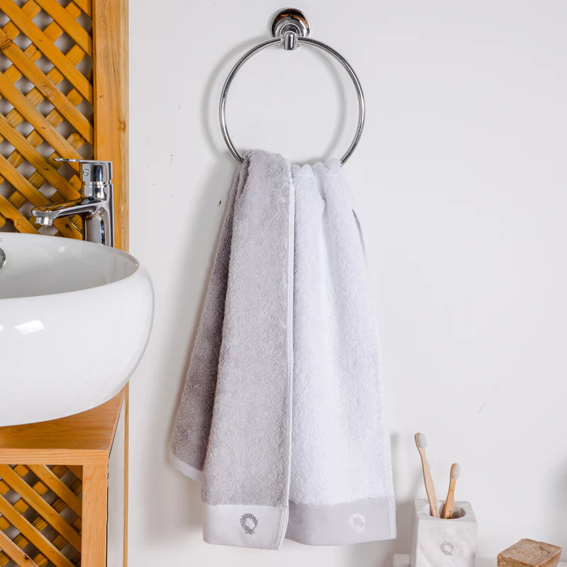 Face Towel Double Face White-Silver 50x100cm.