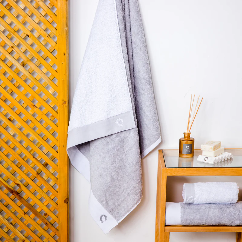 Double Face White-Silver Body Towel 80x150cm.