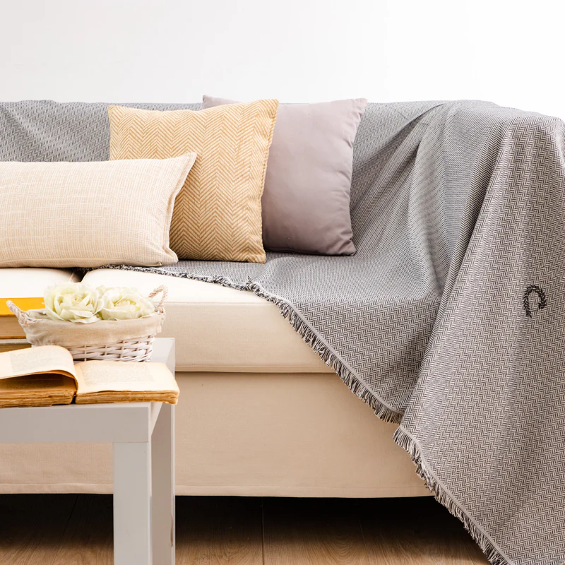 TWO-SEATER THROW HERRING BONE GRAY 170X260CM.