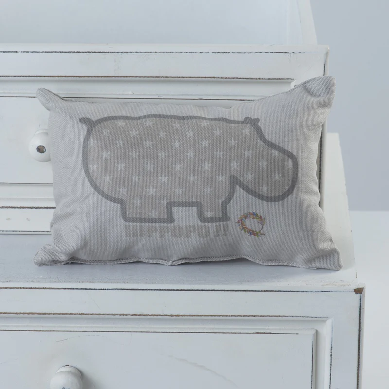 Decorative Cradle Cushion Hippopo Gray 12x17cm.