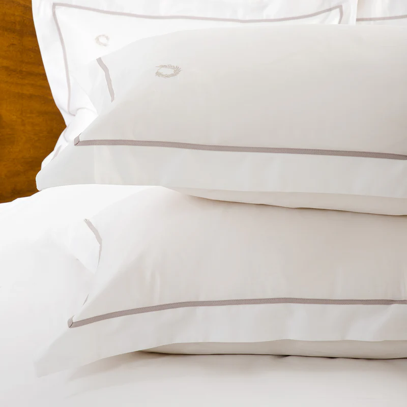Duvet Cover Set Super Double Hotel Line Oxford White-Grey 3 pcs. 240x220cm.
