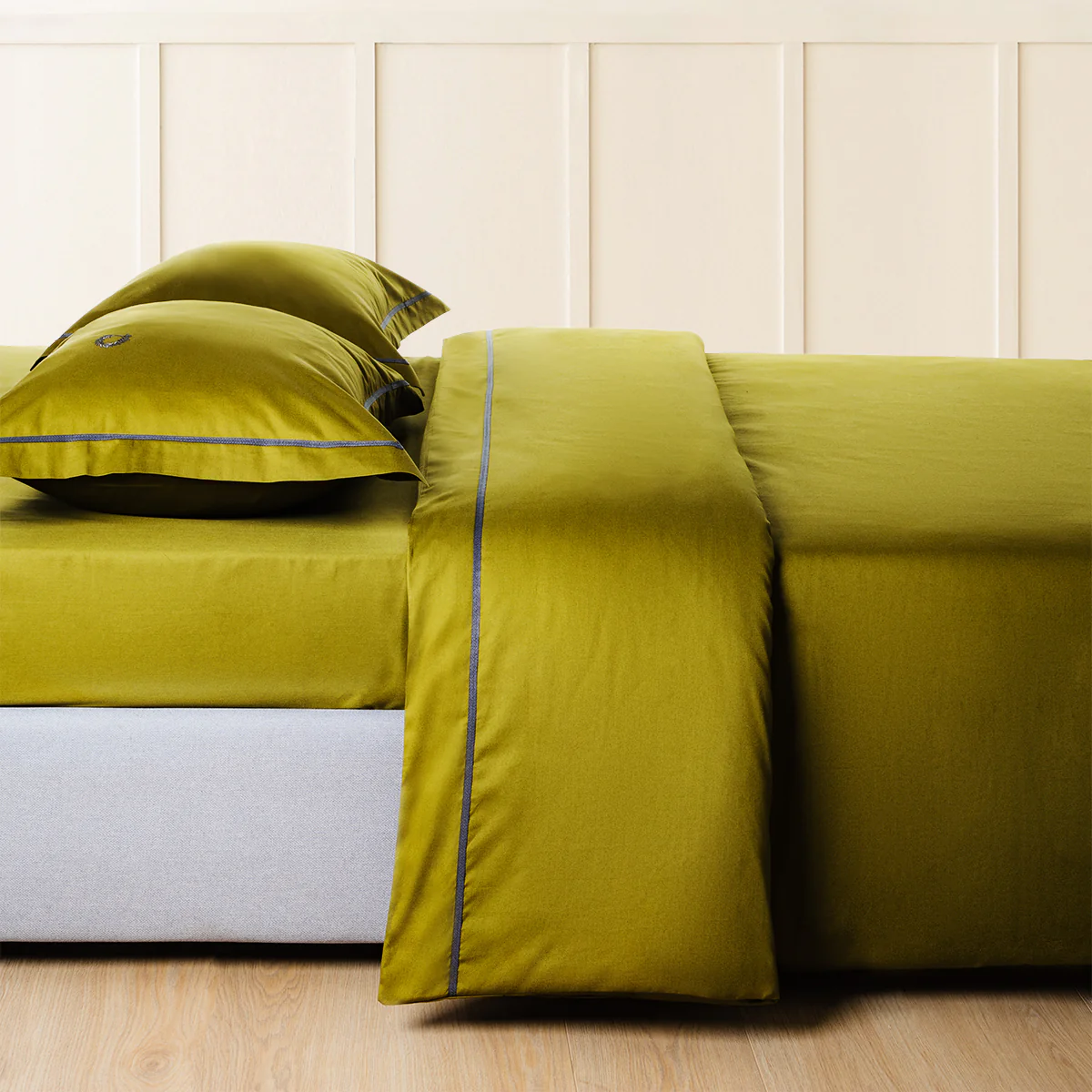Σετ Παπλωματοθήκη Υπέρδιπλη Hotel Line Satin 240x220 Green - Anthracite