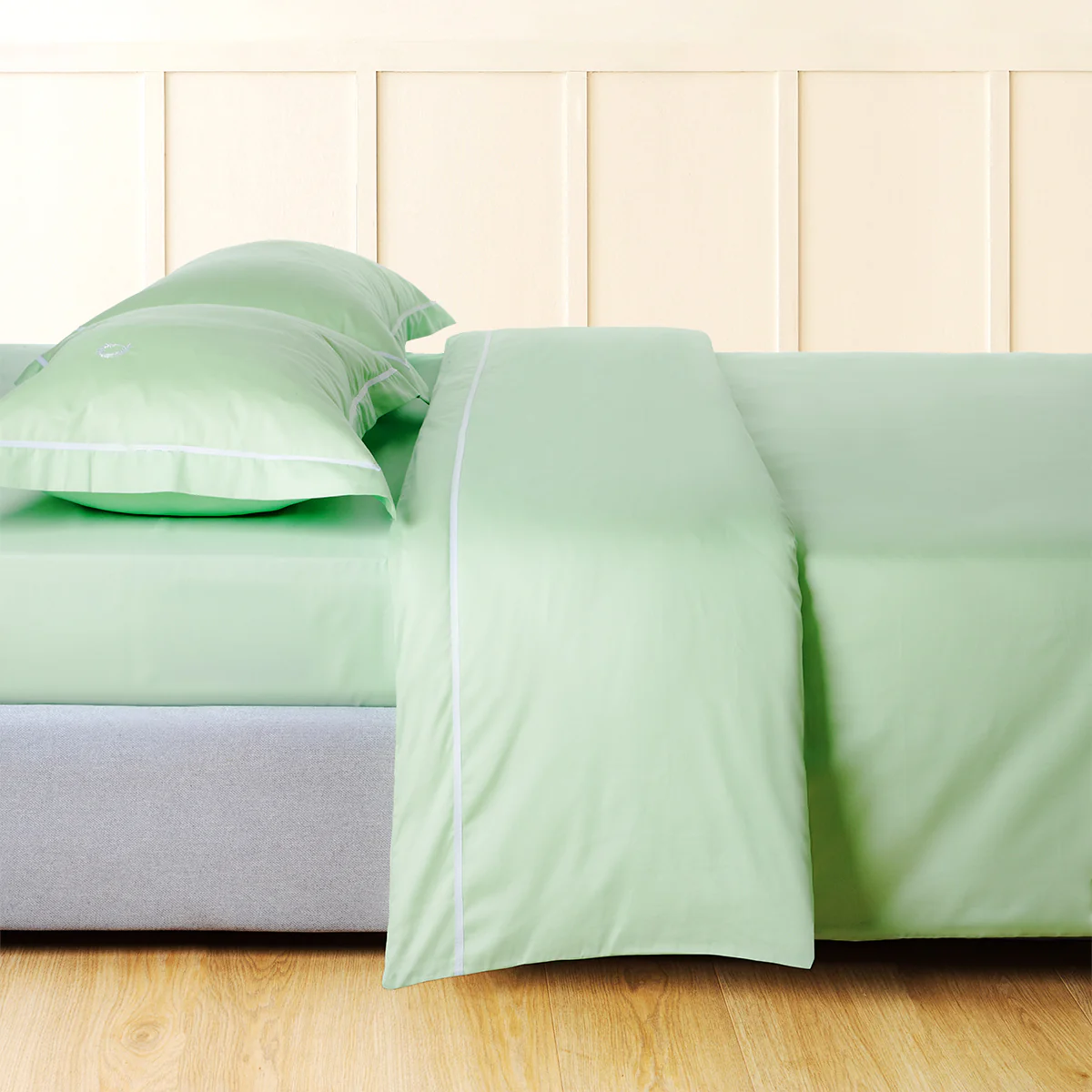 Σετ Παπλωματοθήκη Υπέρδιπλη Hotel Line Satin 240x220 Mint - White