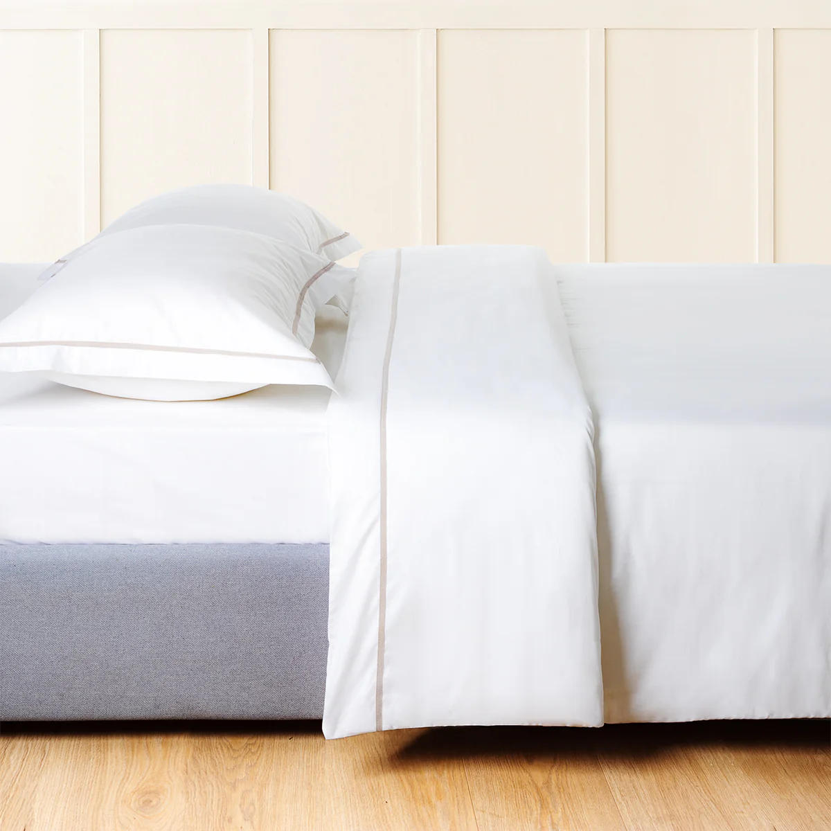 Σετ Παπλωματοθήκη Υπέρδιπλη Hotel Line Satin 240x220 White - Grey