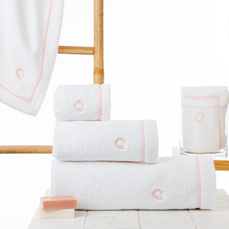 Carousel Towel Set White-Pink 3 pcs