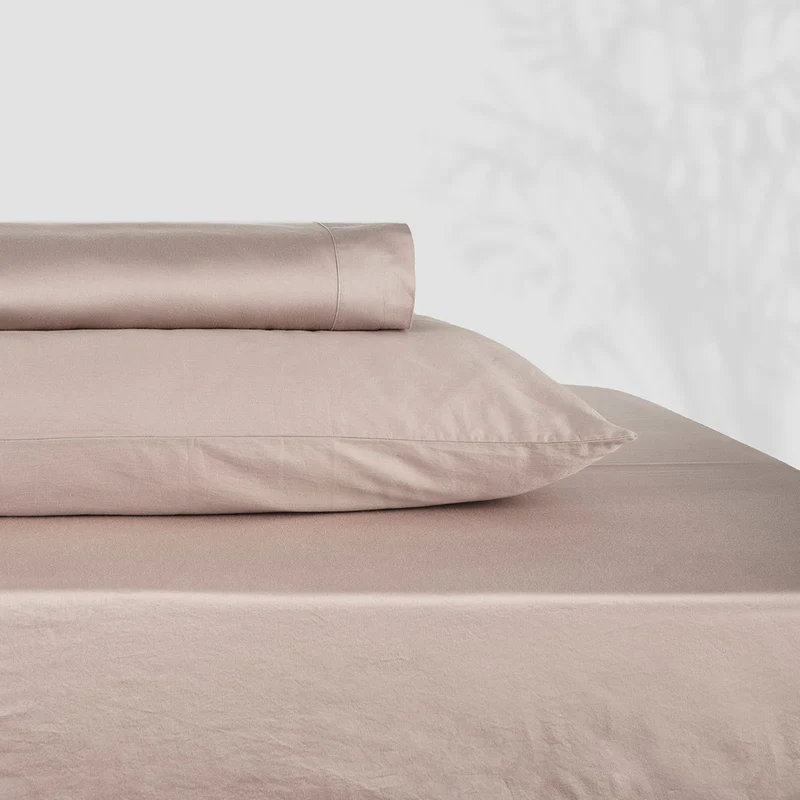 King Size Sheet Monochrome Soho Sateen Dusty Pink 280x290cm.