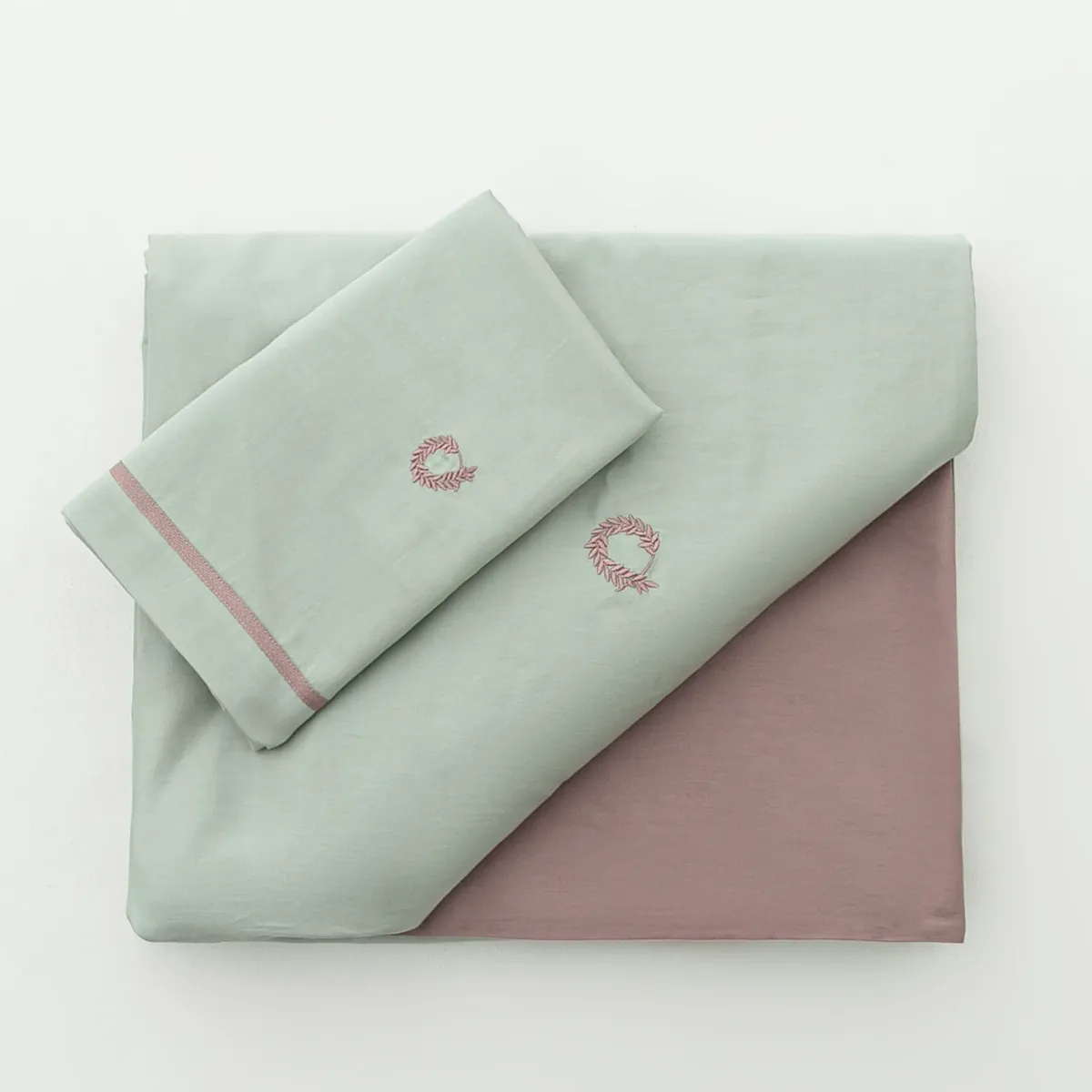Σετ Παπλωματοθήκη Μονή Light Mint/ Grey "Silk finish" 160x220