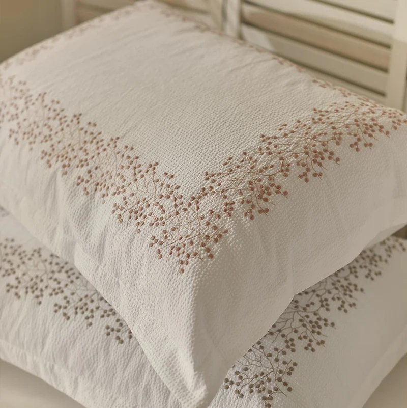 Pillowcase Mimosa White/Pink with Embroidery 50x75cm.