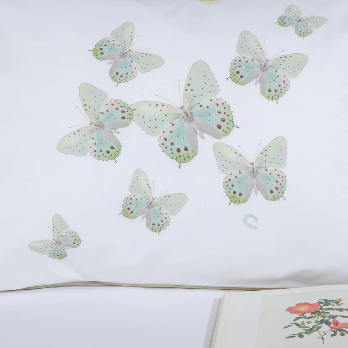 Μαξιλαροθήκη Αναδίπλωσης New Butterflies Φεστόνι 65x65 White /Mint
