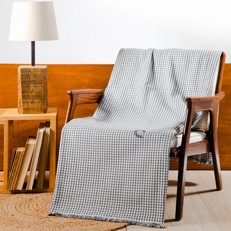 THROW ARMCHAIR PIED DE POULE GRAY 170X170CM.