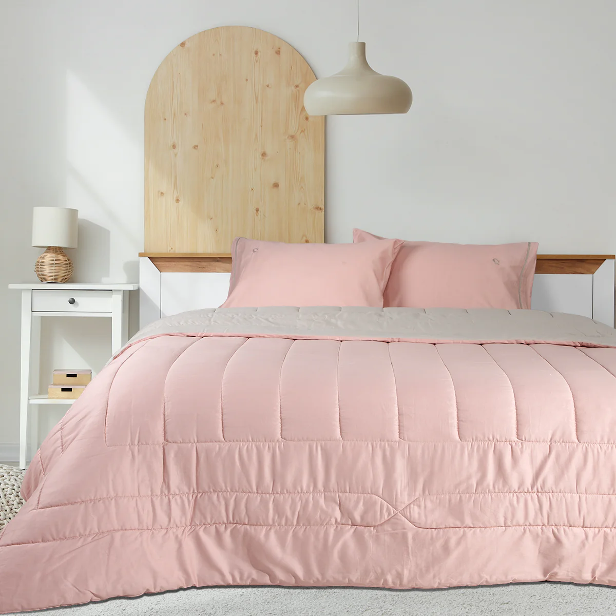 Σετ Κουβερλί Υπέρδιπλο Pink - Sand "Silk Finish" 240x220