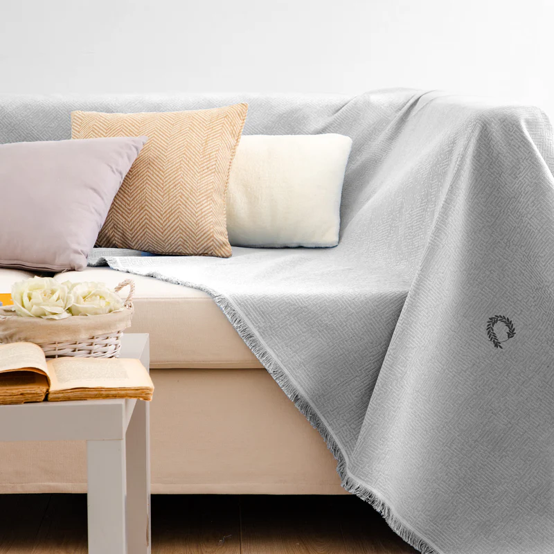 TWO-SEATER THROW PLAIN GRAY 170X260CM.