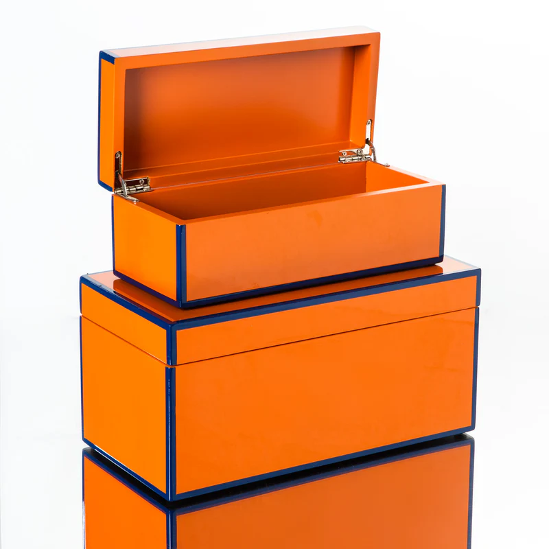Κουτιά Αποθήκευσης Rectangular Box 2 τμχ Orange-Blue Trim