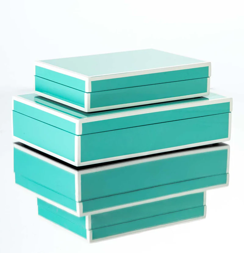 Κουτιά Αποθήκευσης Rectangular Box 2 τμχ Turquoise-Ivory Trim