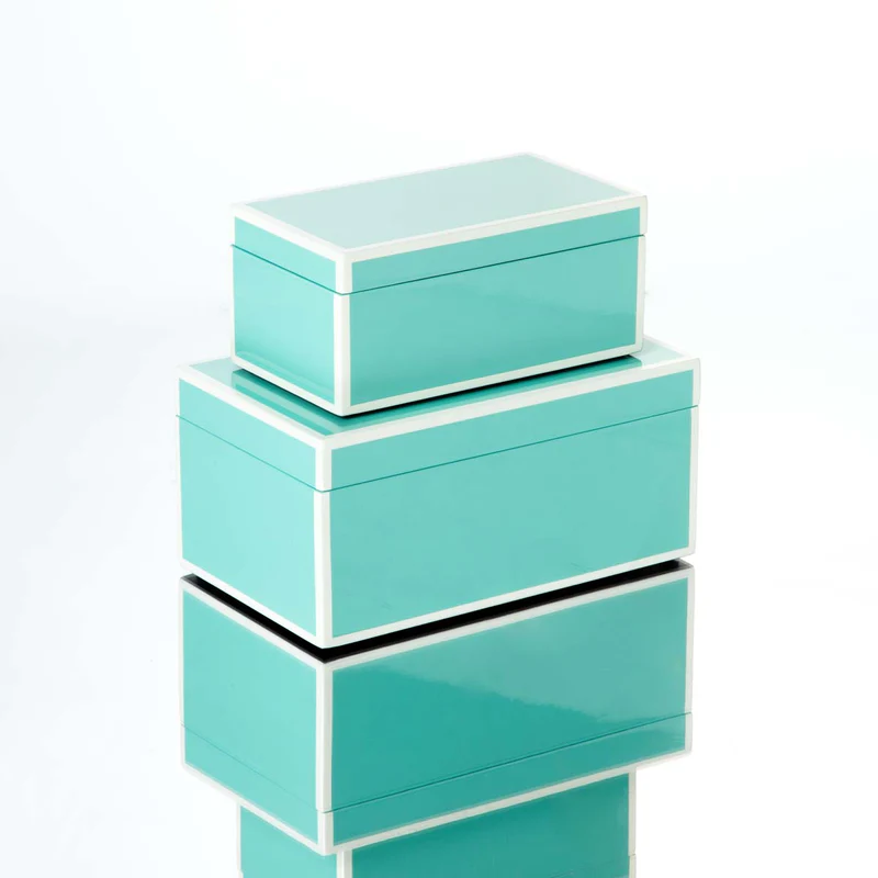 Κουτιά Αποθήκευσης Rectangular Box 2 τμχ Turquoise-Ivory Trim