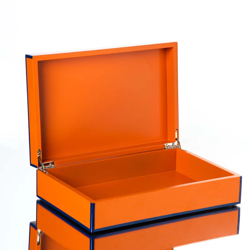 Κουτί Αποθήκευσης Rectangular Box Orange-Blue Trim
