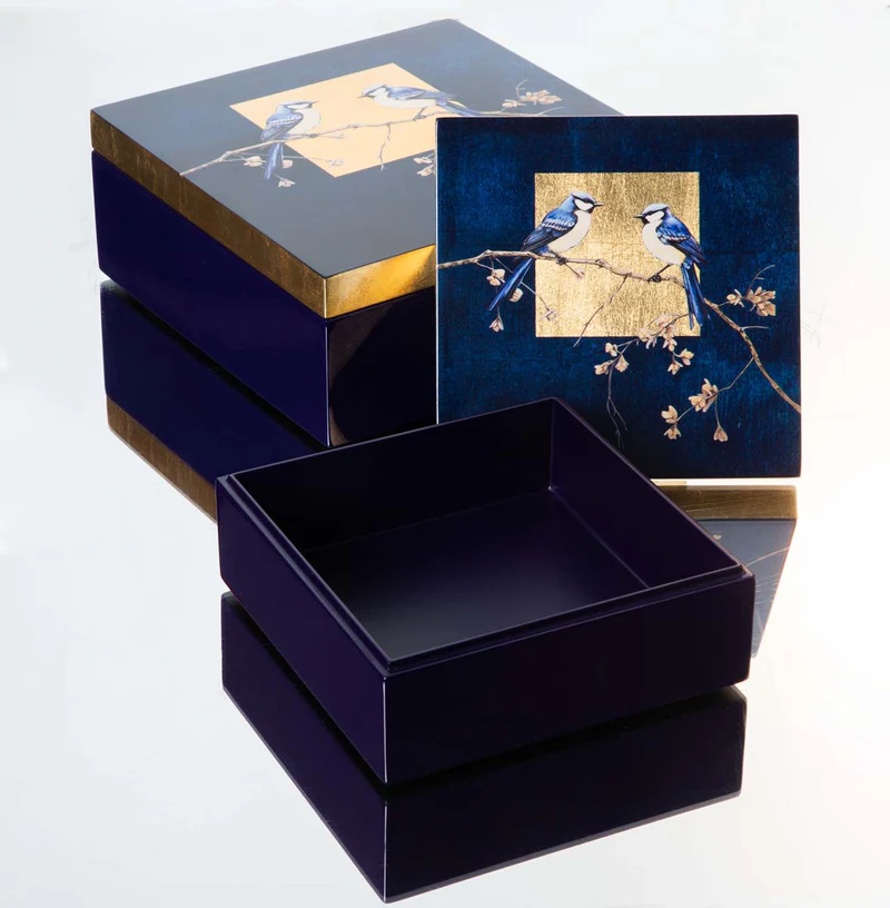 Κουτιά Αποθήκευσης Square Box 2 τμχ Blue-Gold