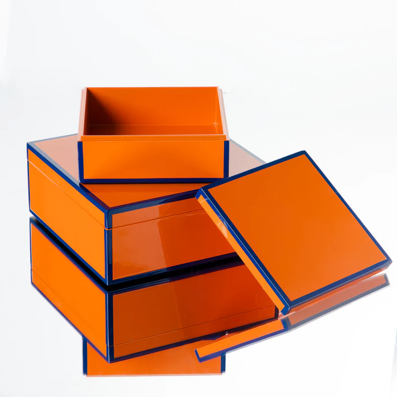 Κουτιά Αποθήκευσης Square Box 2 τμχ Orange-Blue Trim