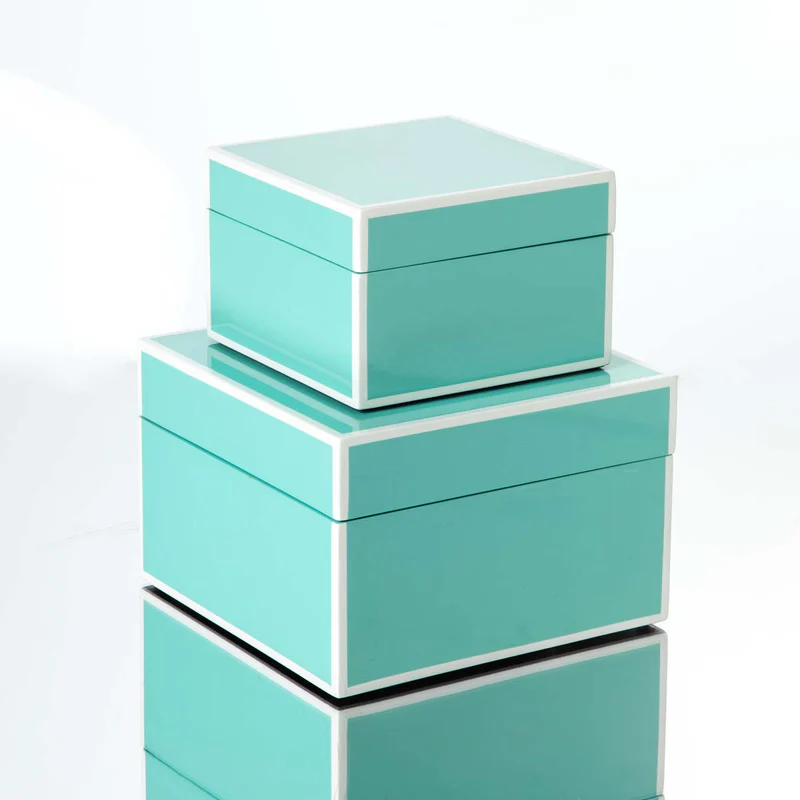 Κουτιά Αποθήκευσης Square Box 2 τμχ Turquoise-Ivory Trim