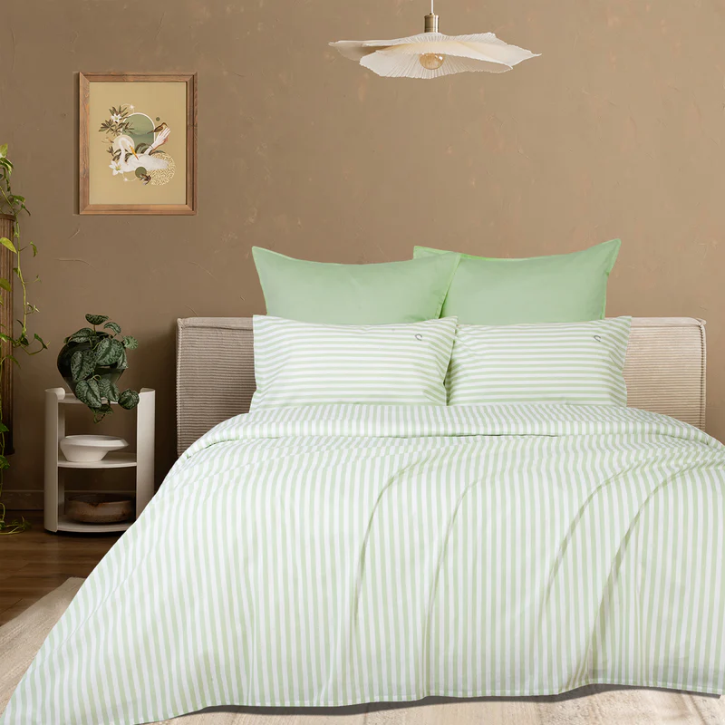Σετ Σεντόνια Υπέρδιπλα Stripe 240x270 Green