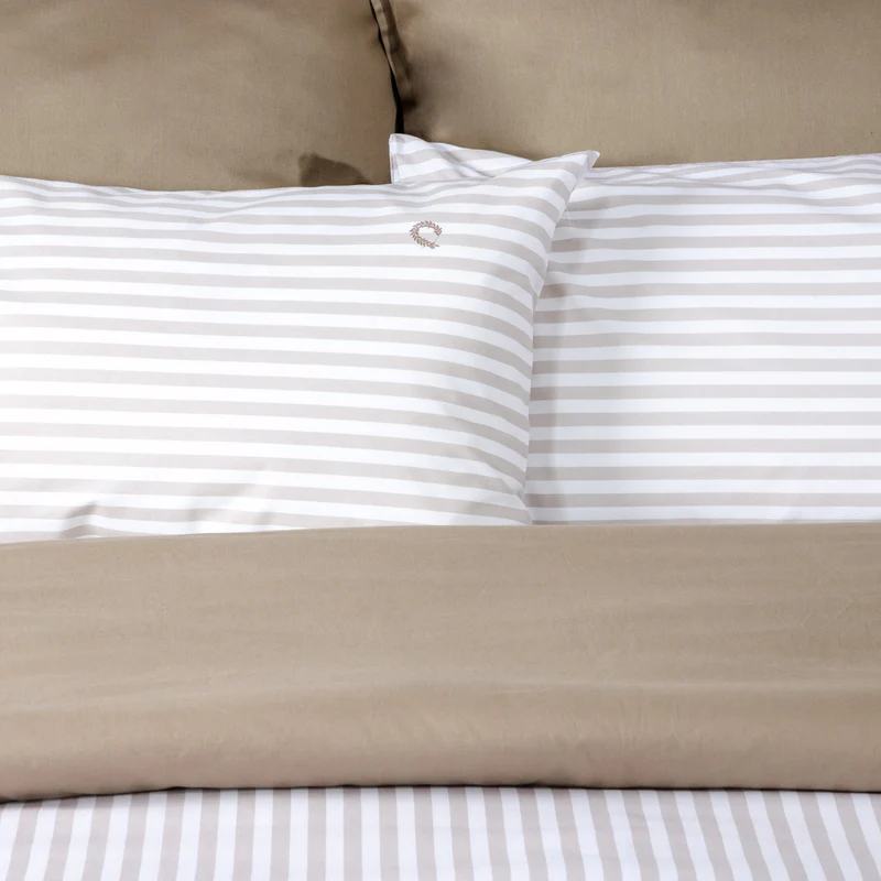 Σετ Παπλωματοθήκη Υπέρδιπλη Stripe Beige 240x220