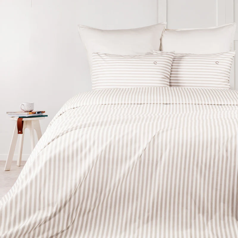 Σετ Σεντόνια Υπέρδιπλα Stripe Beige 4τμχ. 240x270 εκ.