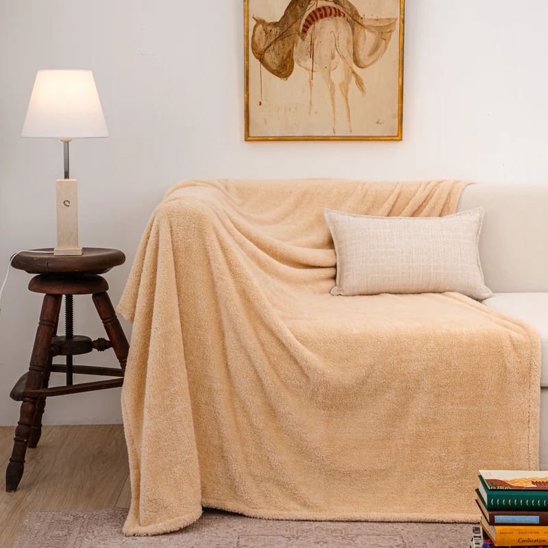 Sofa Blanket Velor Beige 140x180cm.