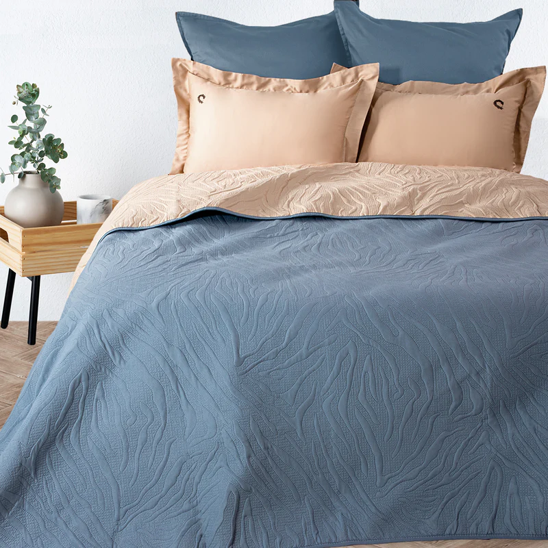 ΚΟΥΒΕΡΛΙ ΥΠΕΡΔΙΠΛΟ WASHED MICRO INDIGO - BEIGE 220X240ΕΚ.
