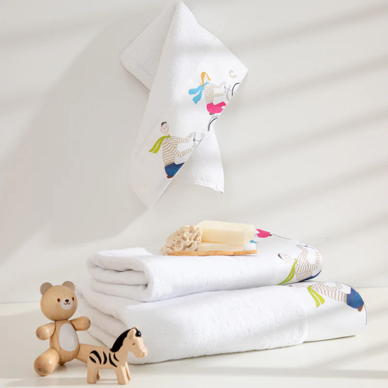 PINK CAROUSEL PUMICE STONE CHILDREN'S TOWEL SET 3PCS