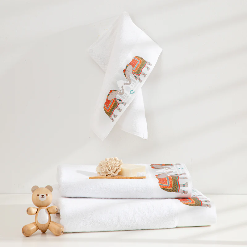 PINK CAROUSEL PUMICE STONE CHILDREN'S TOWEL SET 3PCS